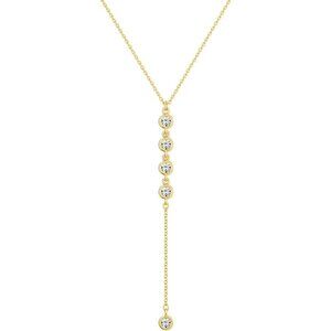 Women's  Lariat Y-Necklace 14K Gold Plated Layered CZ Chain  Jewlery For Women